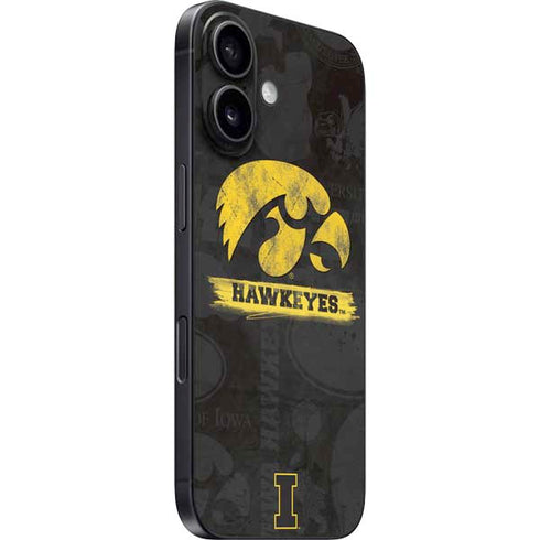 University of Iowa Hawkeyes Distressed Logo iPhone 16 Plus Skin